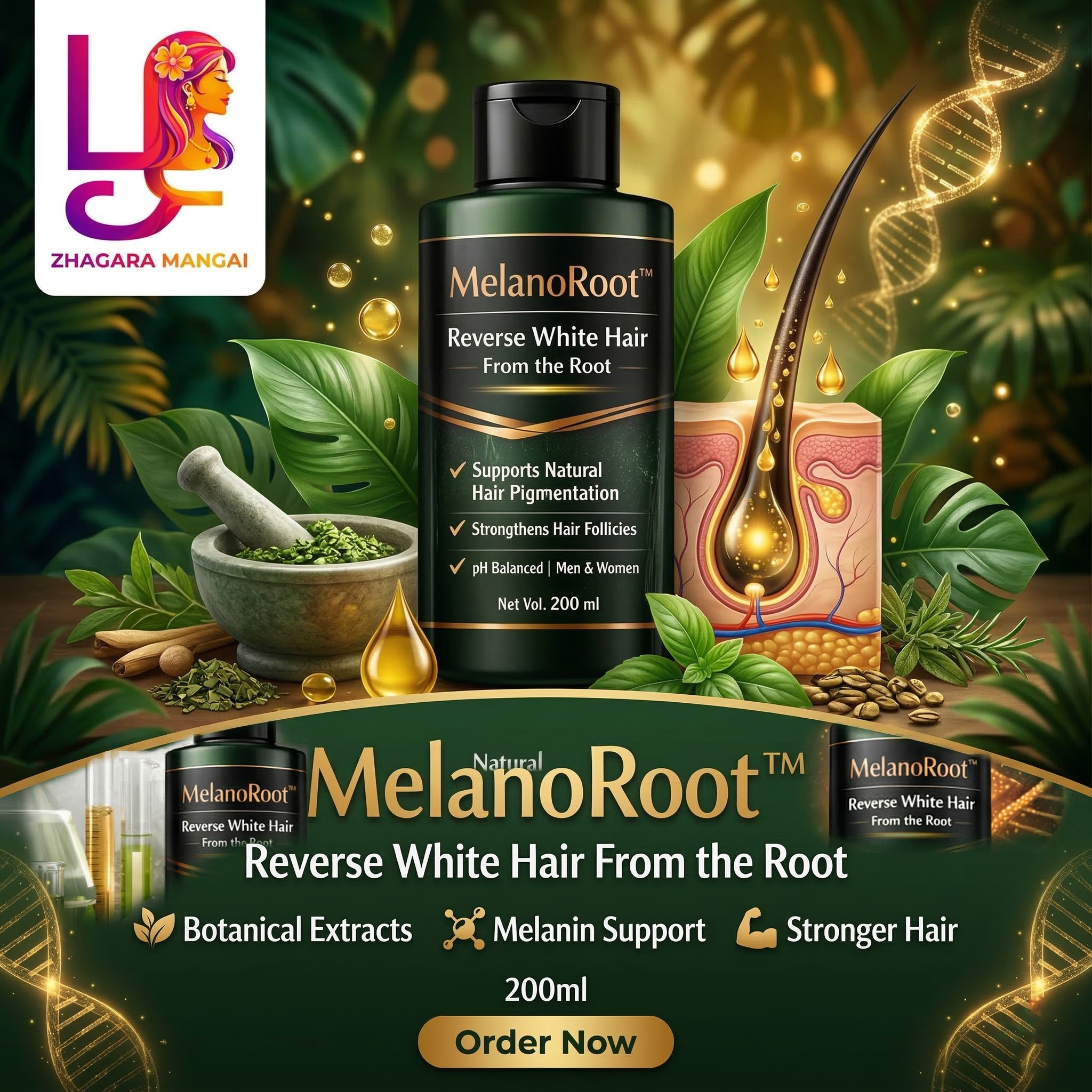 MelanoRoot shampoo Reverse White Hair From the Root
