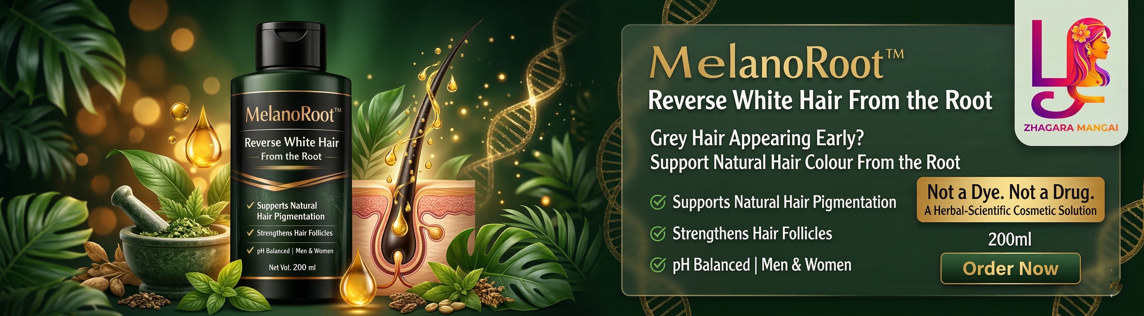 MelanoRoot shampoo Reverse White Hair From the Root